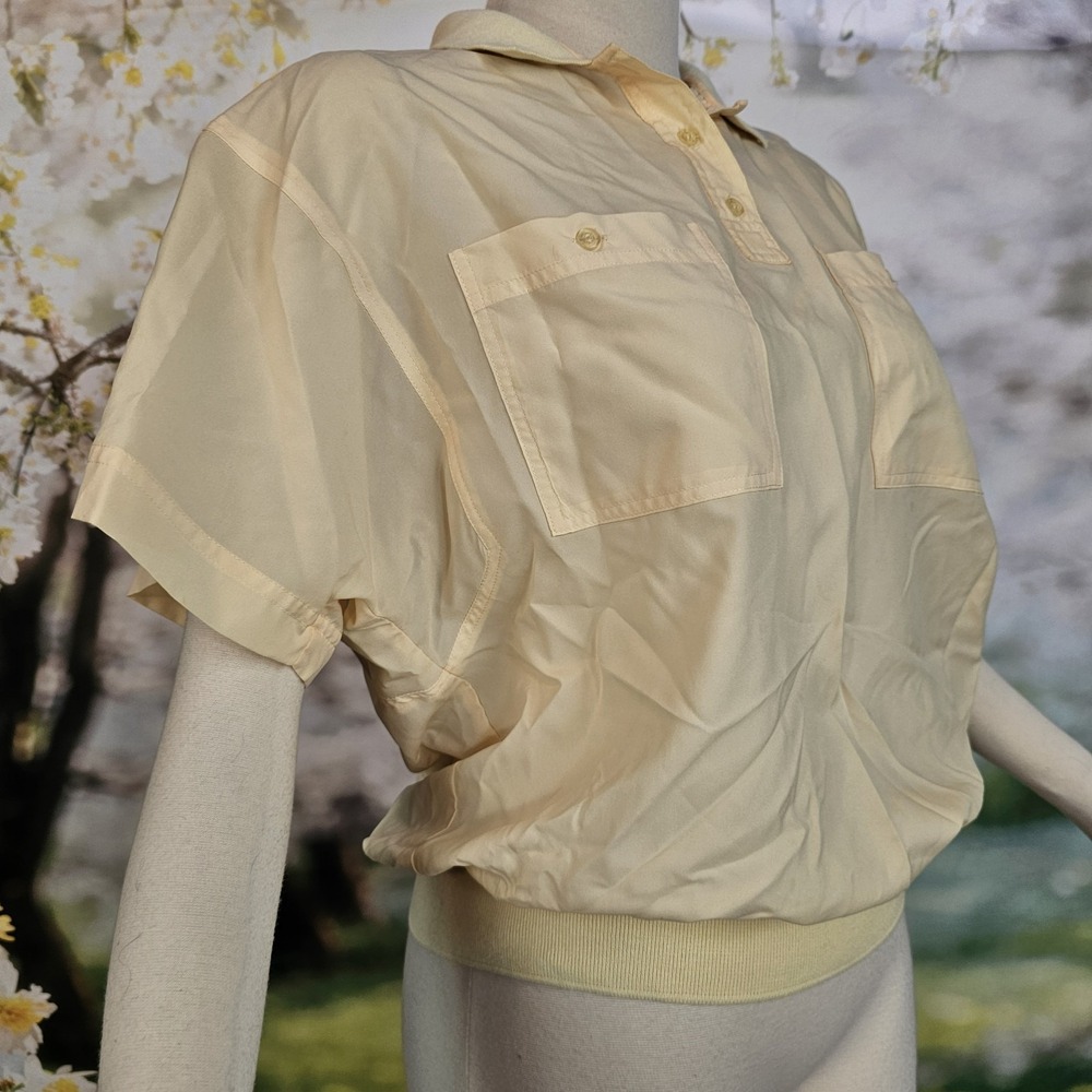 Vintage 1980's Diane Von Furstenberg Blouse Top Shirt Buttery Yellow Designer - Picture 12 of 15